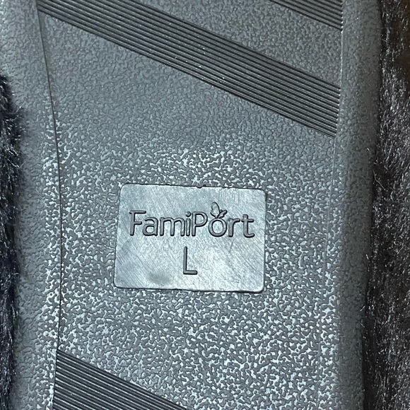 FamiPort Fuzzy Cross-Band Cushioned Non-Slip Indoor/Outdoor Slippers - Picture 6 of 6